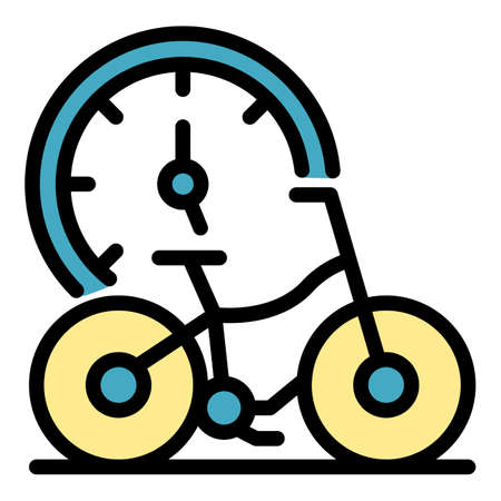 Bike rent navigation icon. Outline bike rent navigation vector icon color flat isolatedのイラスト素材