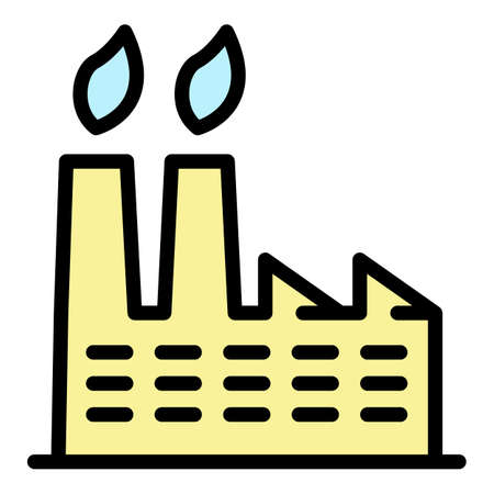 Recycling factory icon. Outline recycling factory vector icon color flat isolatedのイラスト素材