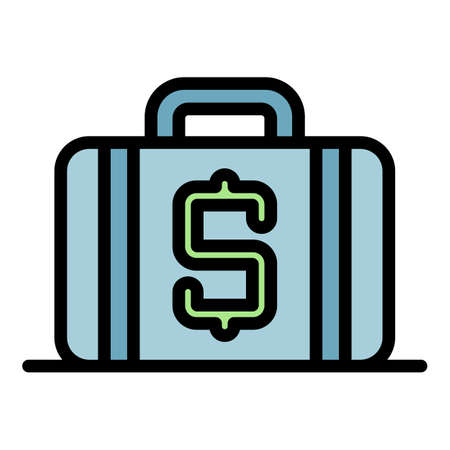 Suitcase with money icon. Outline suitcase with money vector icon color flat isolatedのイラスト素材