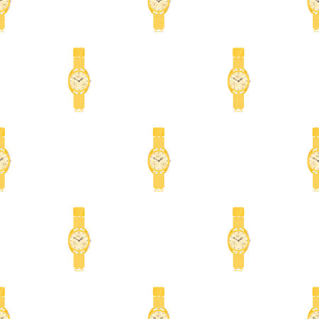 Yellow wrist watch pattern seamless background texture repeat wallpaper geometric vectorのイラスト素材