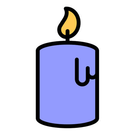 Big candle icon. Outline big candle vector icon color flat isolatedのイラスト素材