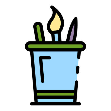 Pencil pen glass icon. Outline pencil pen glass vector icon color flat isolatedのイラスト素材