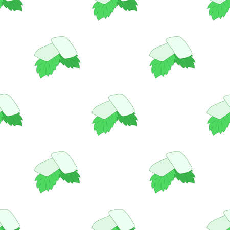 Chewing gum with fresh mint leaves pattern seamless background texture repeat wallpaper geometric vectorのイラスト素材