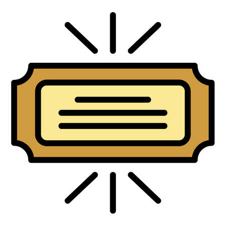 Cinema ticket icon. Outline cinema ticket vector icon color flat isolatedのイラスト素材