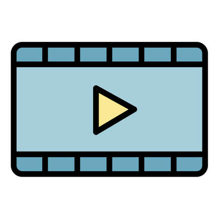 Film cinema frame icon. Outline film cinema frame vector icon color flat isolatedのイラスト素材