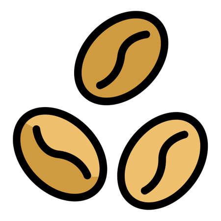 Coffee grains icon. Outline coffee grains vector icon color flat isolatedのイラスト素材