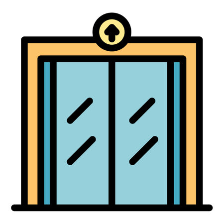 Big elevator icon. Outline big elevator vector icon color flat isolatedのイラスト素材