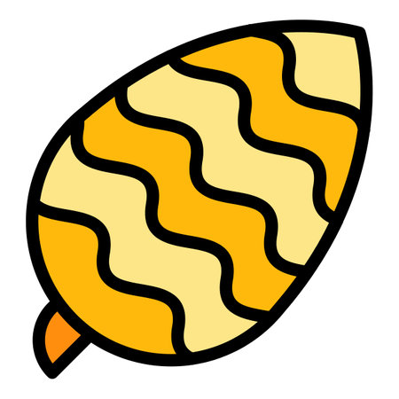 Oval pine cone icon. Outline oval pine cone vector icon color flat isolatedのイラスト素材