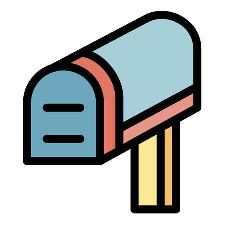 Metal mailbox icon. Outline metal mailbox vector icon color flat isolated