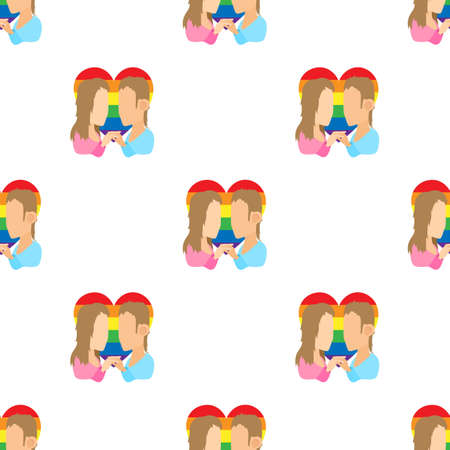 Two girls lesbians pattern seamless background texture repeat wallpaper geometric vectorのイラスト素材