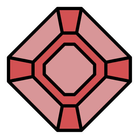 Ruby jewel icon. Outline ruby jewel vector icon color flat isolatedのイラスト素材