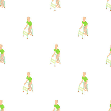 Old man with walking frame pattern seamless background texture repeat wallpaper geometric vectorのイラスト素材