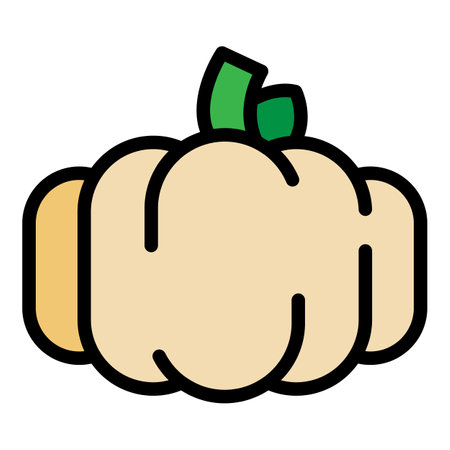Vegetable pumpkin icon. Outline vegetable pumpkin vector icon color flat isolatedのイラスト素材