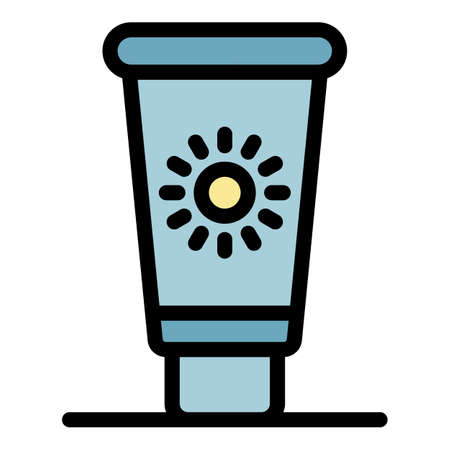 Uv protect cream icon. Outline uv protect cream vector icon color flat isolatedのイラスト素材