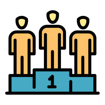 Podium store sell icon. Outline podium store sell vector icon color flat isolatedのイラスト素材