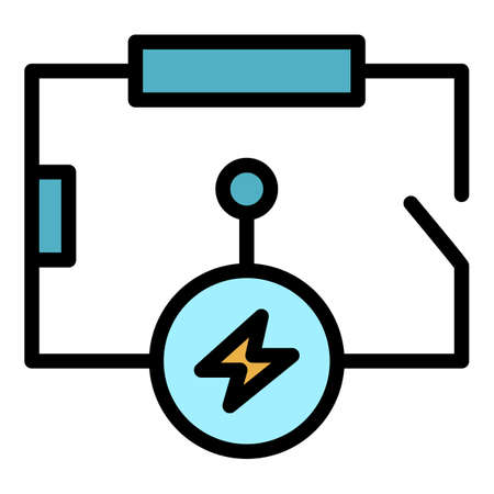 Electric circuit scheme icon. Outline electric circuit scheme vector icon color flat isolatedのイラスト素材