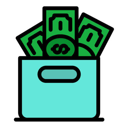 Money laundering box icon. Outline money laundering box vector icon color flat isolatedのイラスト素材