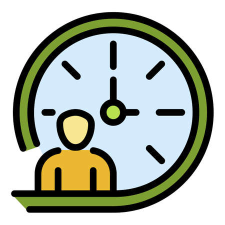 Work time icon. Outline work time vector icon color flat isolatedのイラスト素材