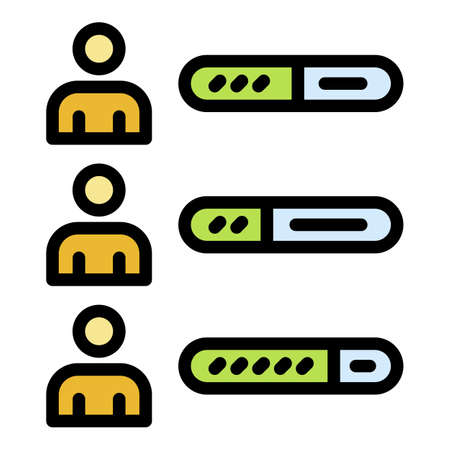 Building work team icon. Outline building work team vector icon color flat isolated