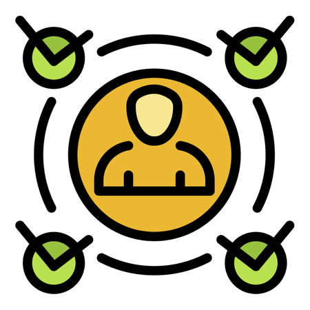 Approved man icon. Outline approved man vector icon color flat isolatedのイラスト素材