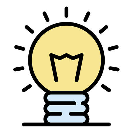 Light bulb idea icon. Outline light bulb idea vector icon color flat isolatedのイラスト素材
