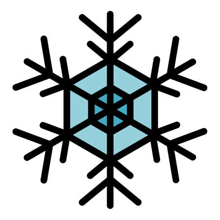 Snowflake icon. Outline snowflake vector icon color flat isolatedのイラスト素材
