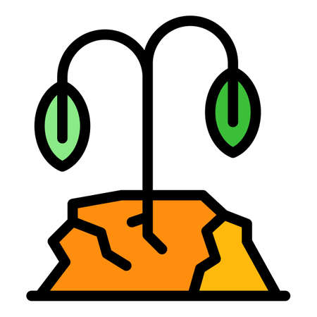 Plant drought icon. Outline plant drought vector icon color flat isolatedのイラスト素材