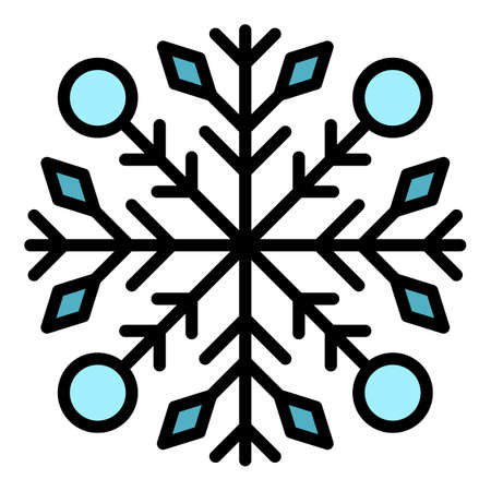 New year snowflake icon. Outline new year snowflake vector icon color flat isolatedのイラスト素材