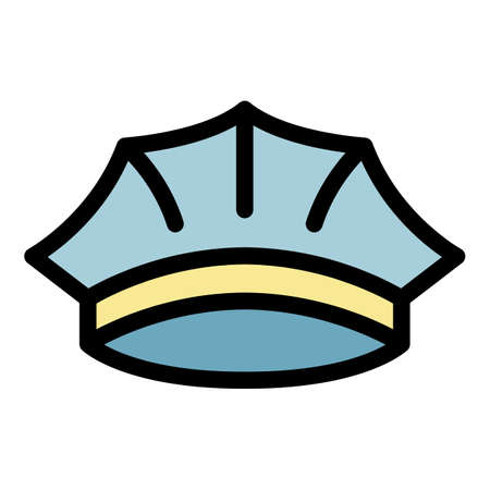 Police cap icon. Outline police cap vector icon color flat isolatedのイラスト素材