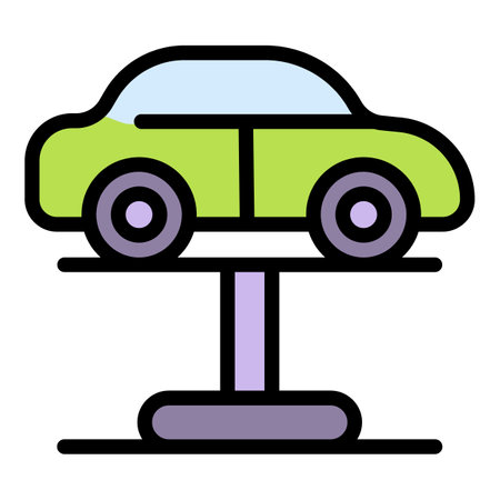 Lift car side view icon. Outline lift car side view vector icon color flat isolatedのイラスト素材