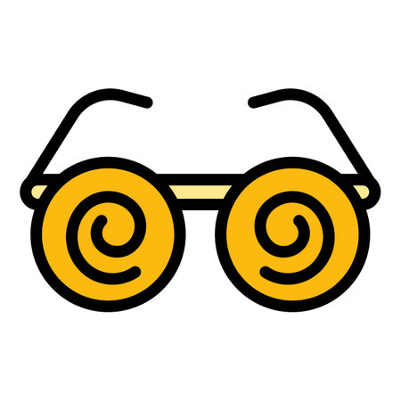 Hypnosis eyeglasses icon. Outline hypnosis eyeglasses vector icon color flat isolatedのイラスト素材