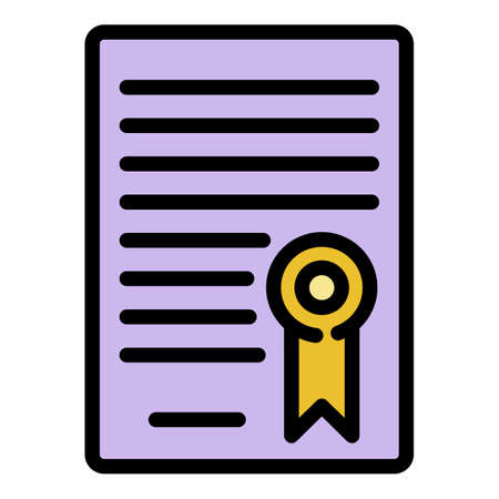 Divorce paper icon. Outline divorce paper vector icon color flat isolatedのイラスト素材