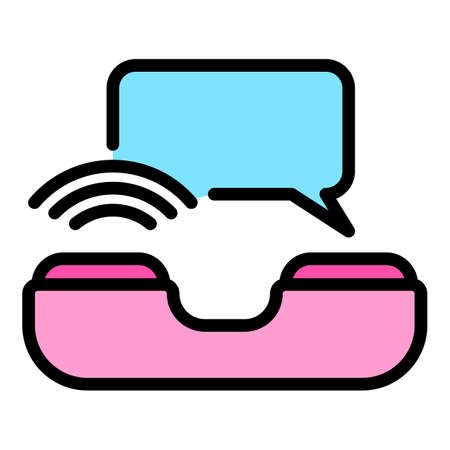 Call chat help icon. Outline call chat help vector icon color flat isolatedのイラスト素材