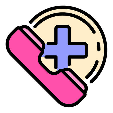Medical call help icon. Outline medical call help vector icon color flat isolatedのイラスト素材