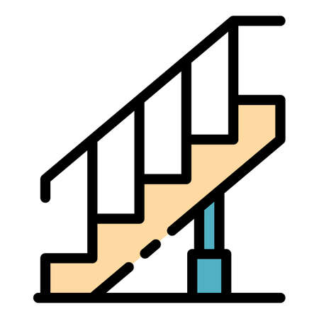 Reconstruction stairs icon. Outline reconstruction stairs vector icon color flat isolatedのイラスト素材