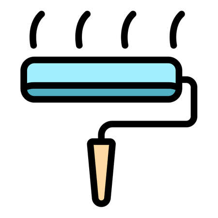 Paint roller icon. Outline paint roller vector icon color flat isolatedのイラスト素材