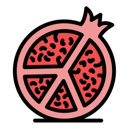Half pomegranate icon. Outline half pomegranate vector icon color flat isolatedのイラスト素材