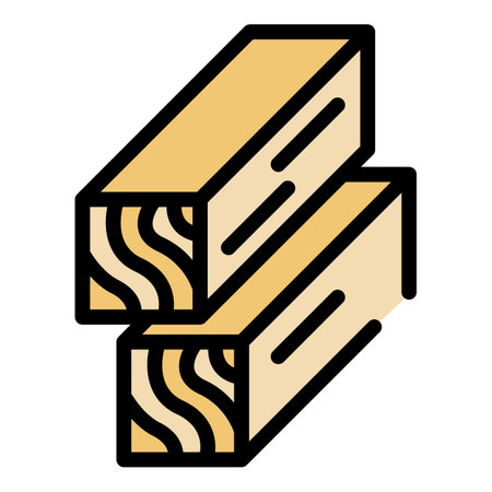 Construction wood icon. Outline construction wood vector icon color flat isolatedのイラスト素材
