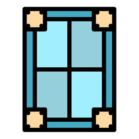 Retro window icon. Outline retro window vector icon color flat isolatedのイラスト素材