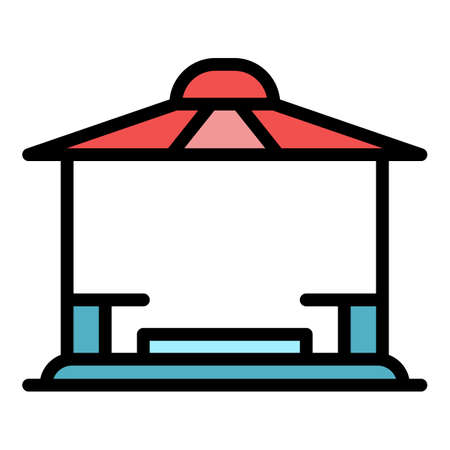 Patio gazebo icon. Outline patio gazebo vector icon color flat isolatedのイラスト素材
