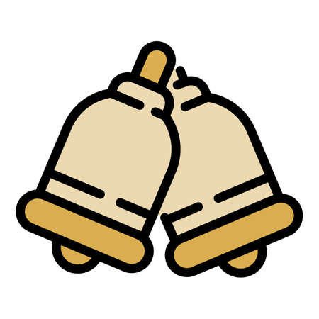 Wedding bells icon. Outline wedding bells vector icon color flat isolatedのイラスト素材