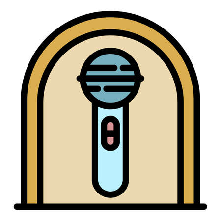 Wedding ceremony microphone icon. Outline wedding ceremony microphone vector icon color flat isolatedのイラスト素材