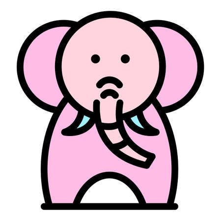 Front view elephant icon. Outline front view elephant vector icon color flat isolatedのイラスト素材