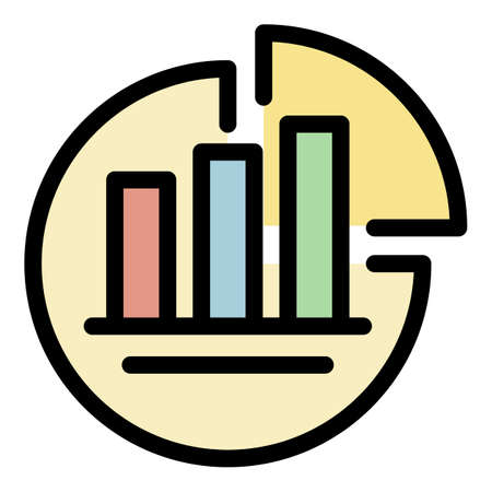 Seo pie chart icon. Outline seo pie chart vector icon color flat isolatedのイラスト素材
