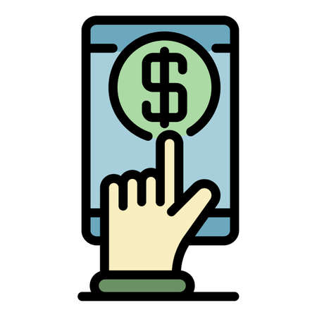 Touch money loan icon. Outline touch money loan vector icon color flat isolatedのイラスト素材