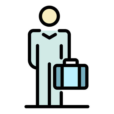 Travel man icon. Outline travel man vector icon color flat isolatedのイラスト素材