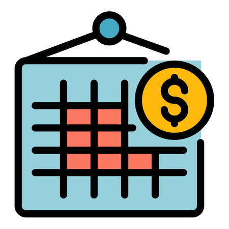 Crowdfunding calendar icon. Outline crowdfunding calendar vector icon color flat isolatedのイラスト素材