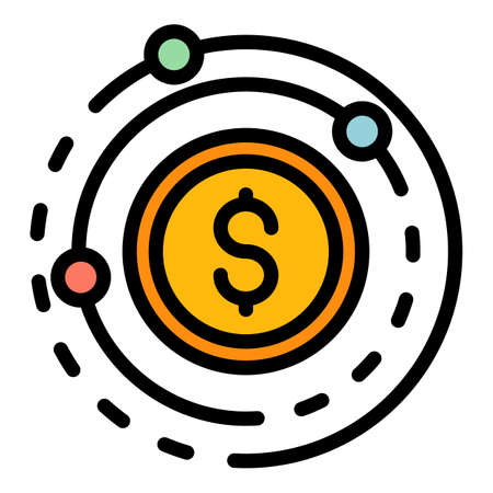 Donation money icon. Outline donation money vector icon color flat isolatedのイラスト素材
