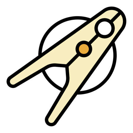 Stick clothes pin icon. Outline stick clothes pin vector icon color flat isolatedのイラスト素材