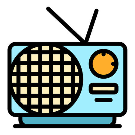 Radio modern news icon. Outline radio modern news vector icon color flat isolatedのイラスト素材